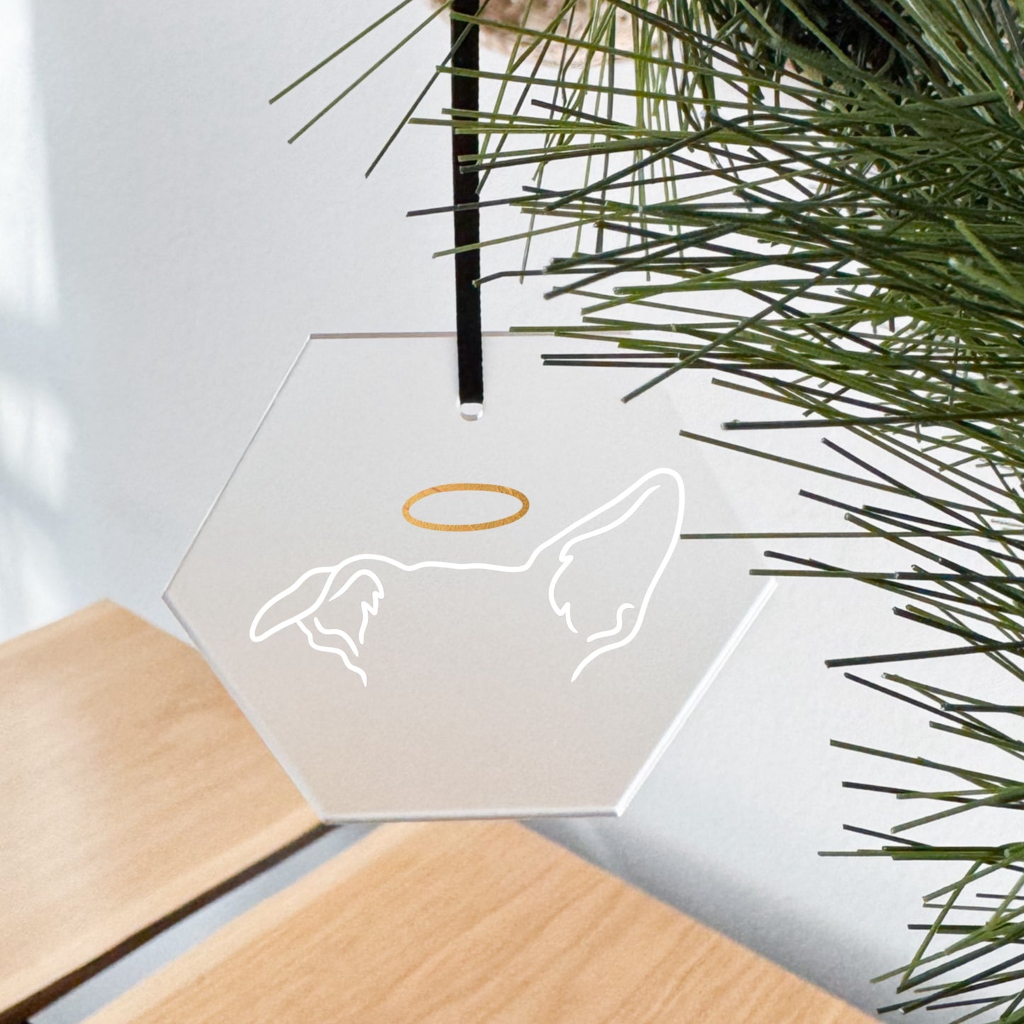 JOULUKORISTE huurteinen kuusikulmio - custom korvakuvitus