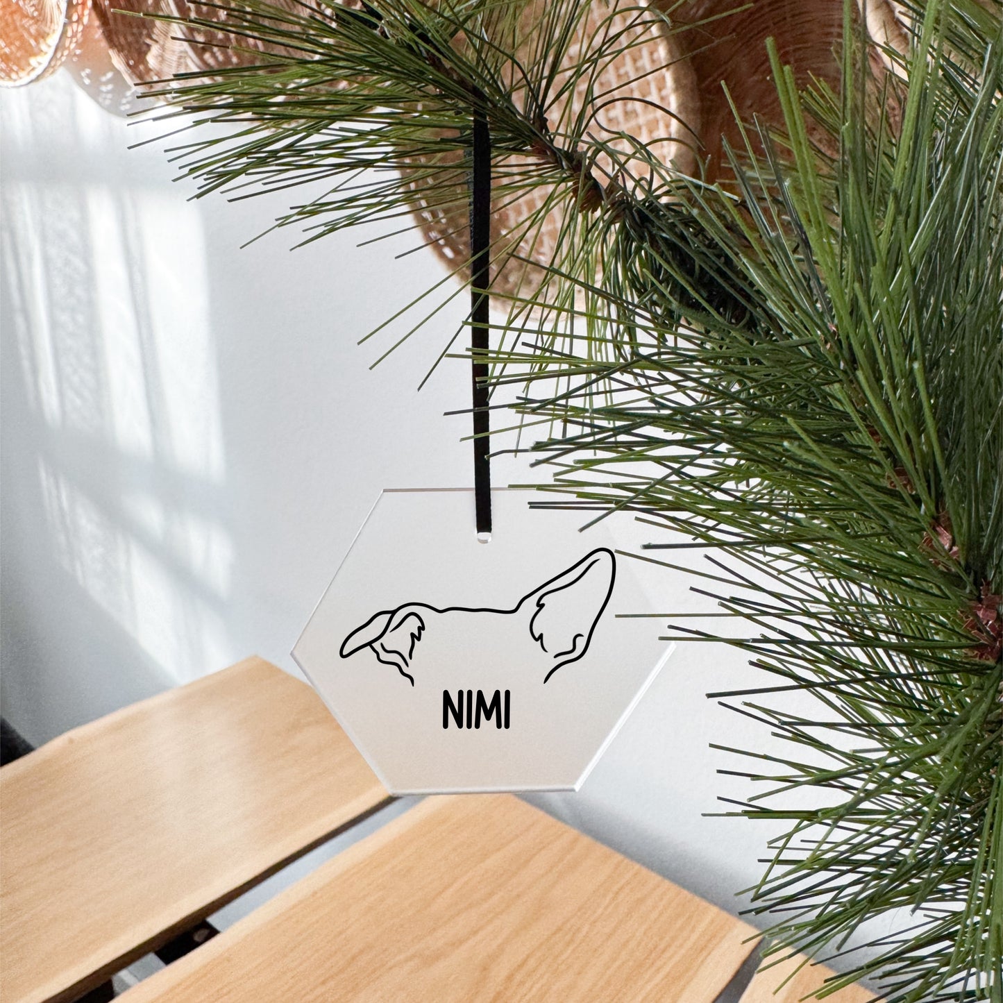 JOULUKORISTE huurteinen kuusikulmio - custom korvakuvitus