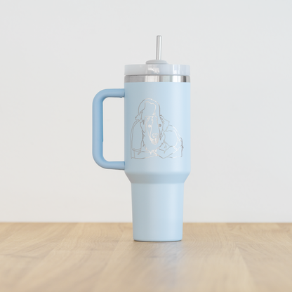 Digitaalinen kuvitus Kibon laserkaiverrukseen (one line kuva)