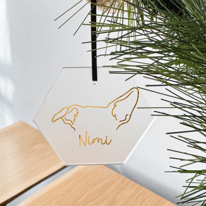 JOULUKORISTE huurteinen kuusikulmio - custom korvakuvitus