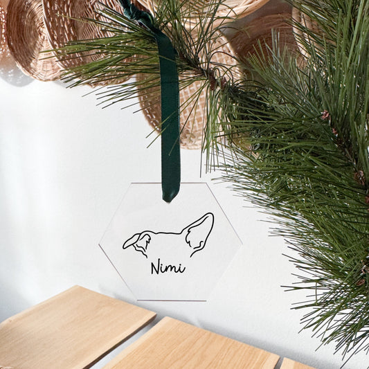 JOULUKORISTE kirkas kuusikulmio - custom korvakuvitus